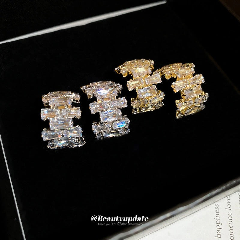 Crystal Cubic Hoop Earrings