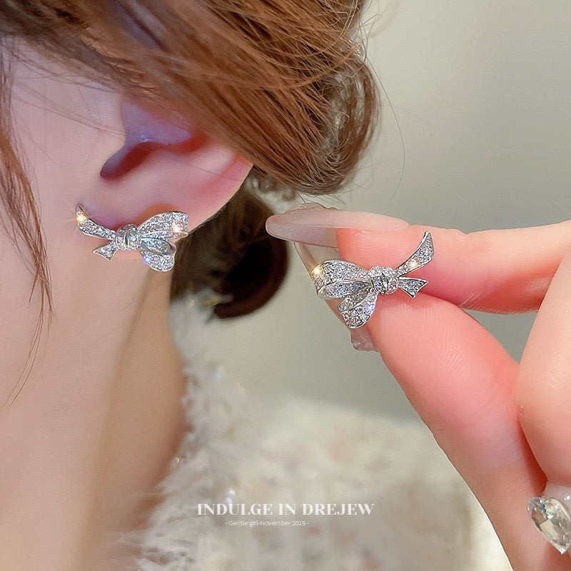 Crystal Bow Stub Earrings