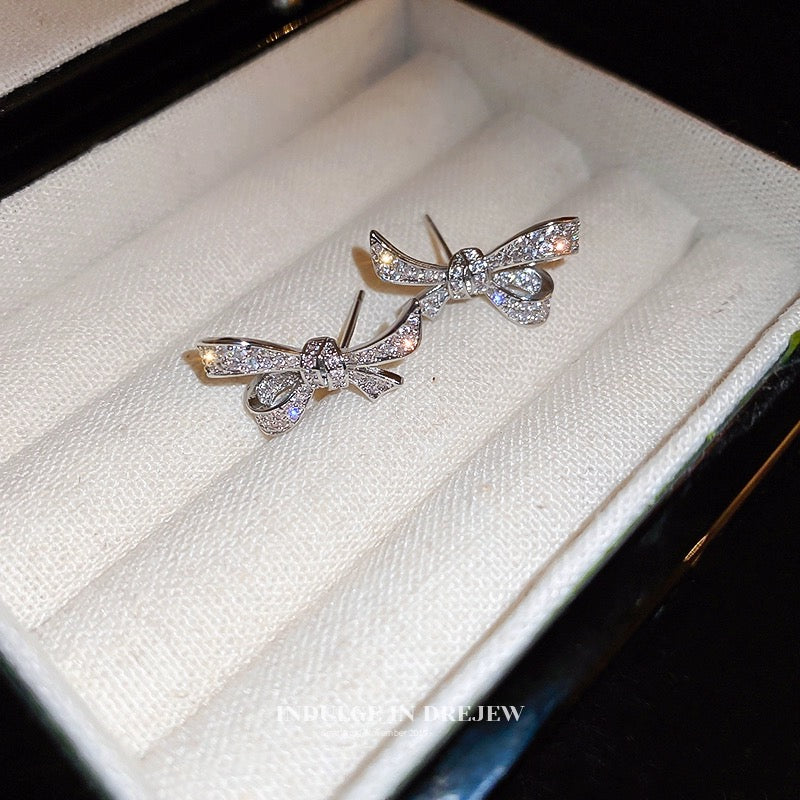 Crystal Bow Stub Earrings