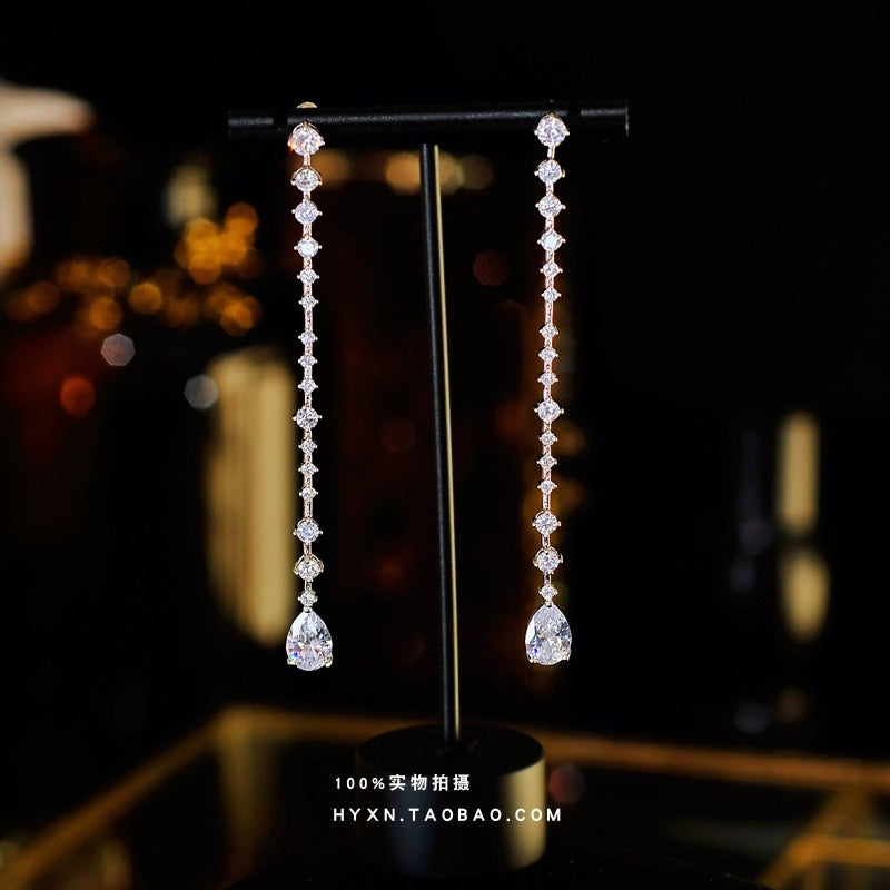 Crystal Linear Teardrop Earrings