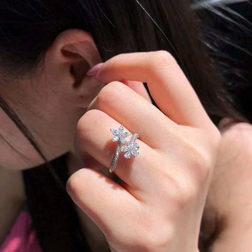 Crystal Twin Flora Ring