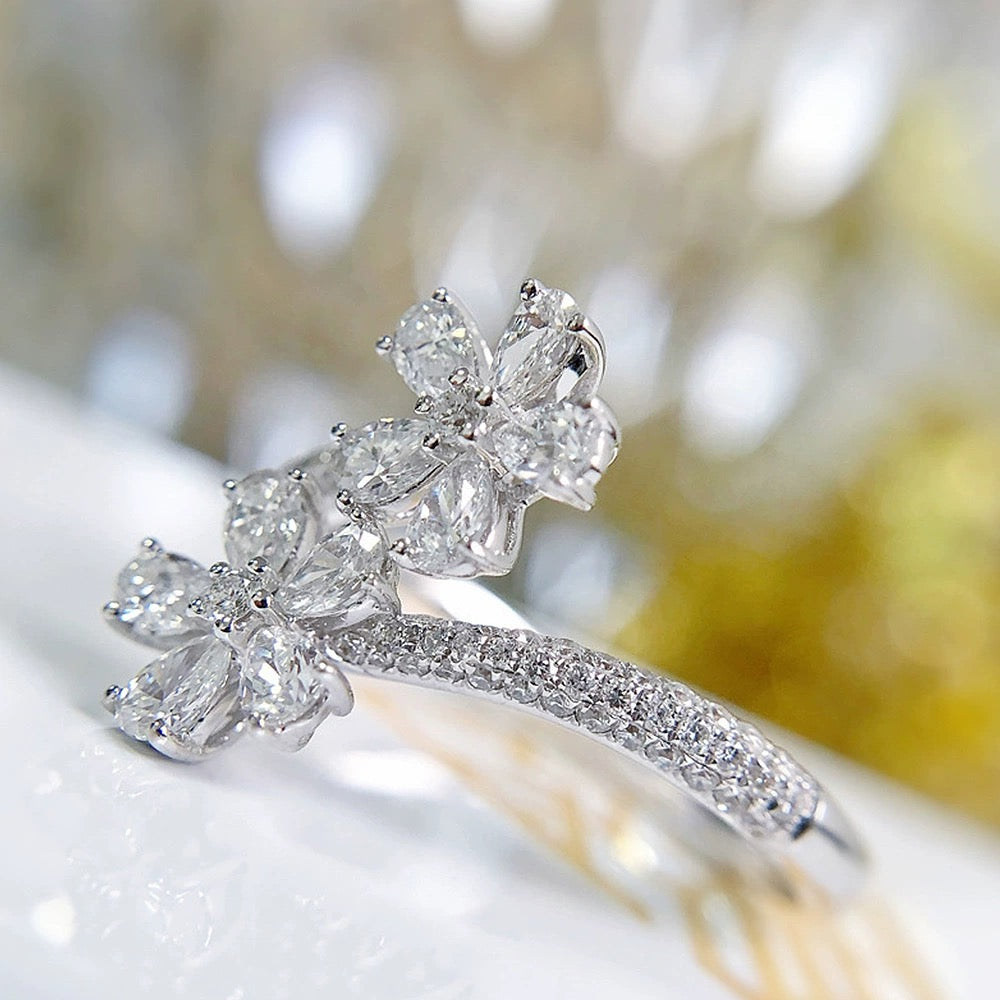 Crystal Twin Flora Ring