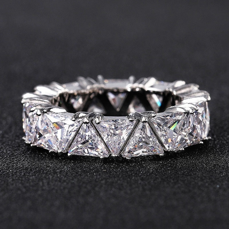 Crystal Triangle Band Ring