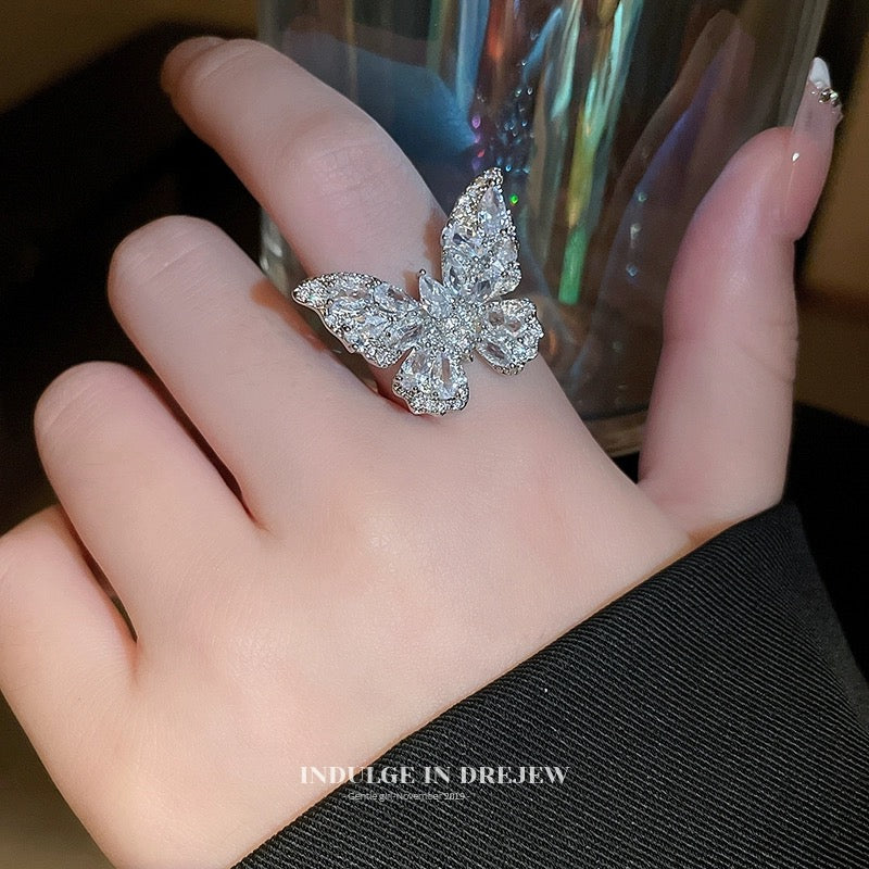 Crystal Butterfly Pave Ring