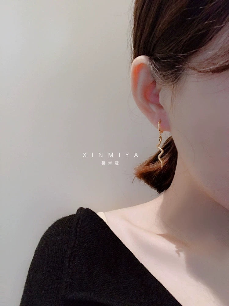 Silver Gold Serpent Earrings