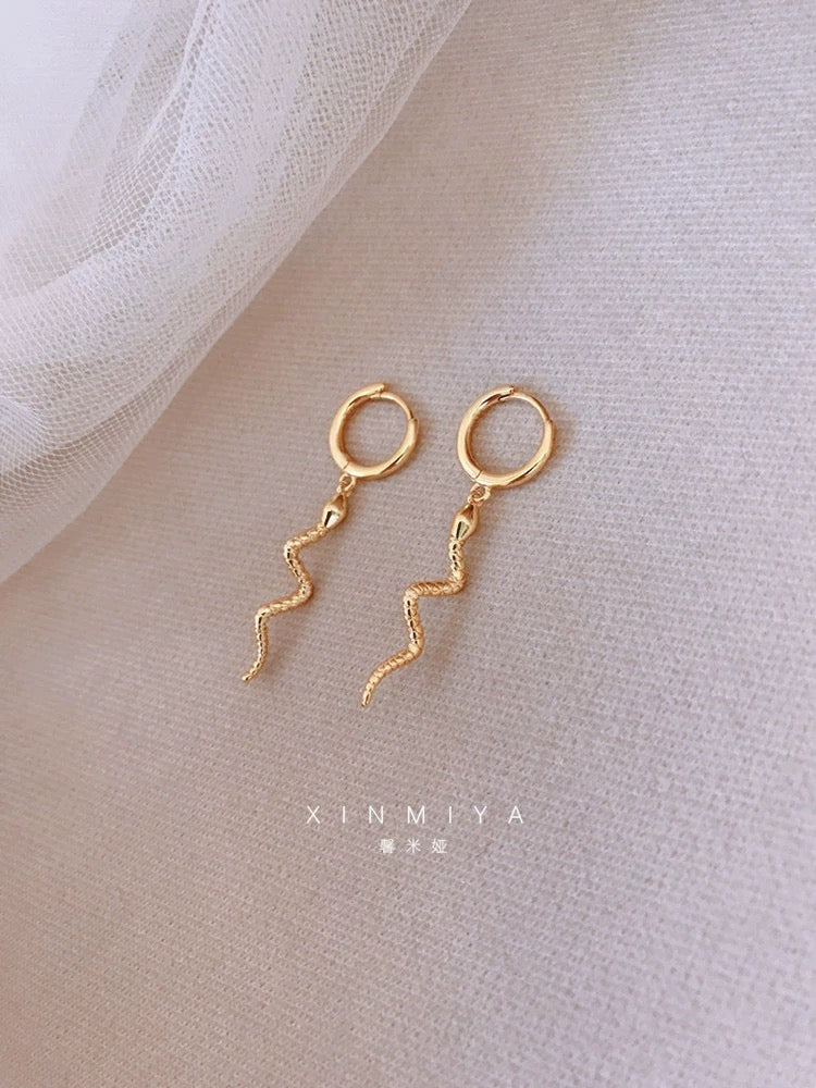 Silver Gold Serpent Earrings