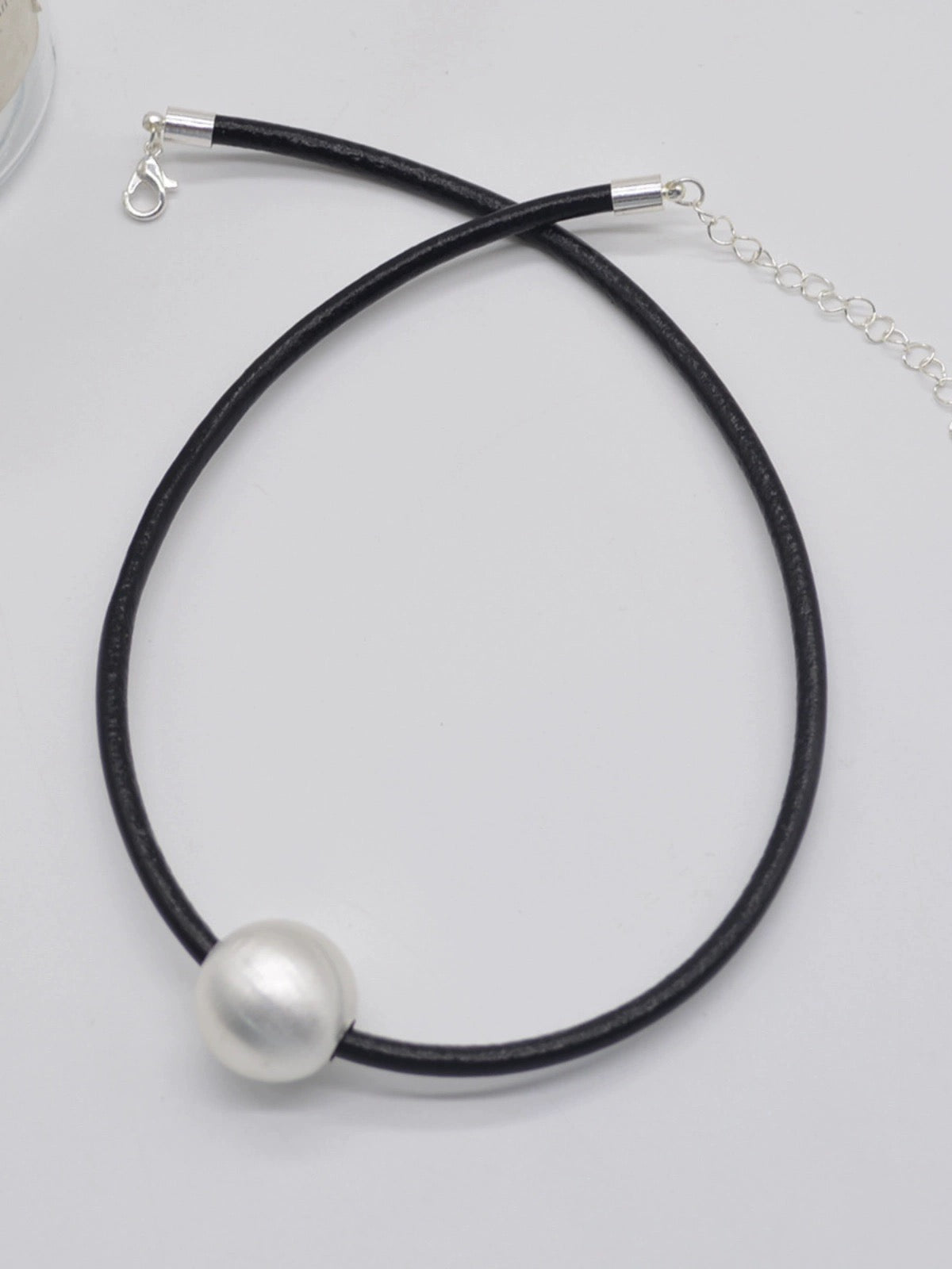 Silver Palla on Leather Necklace
