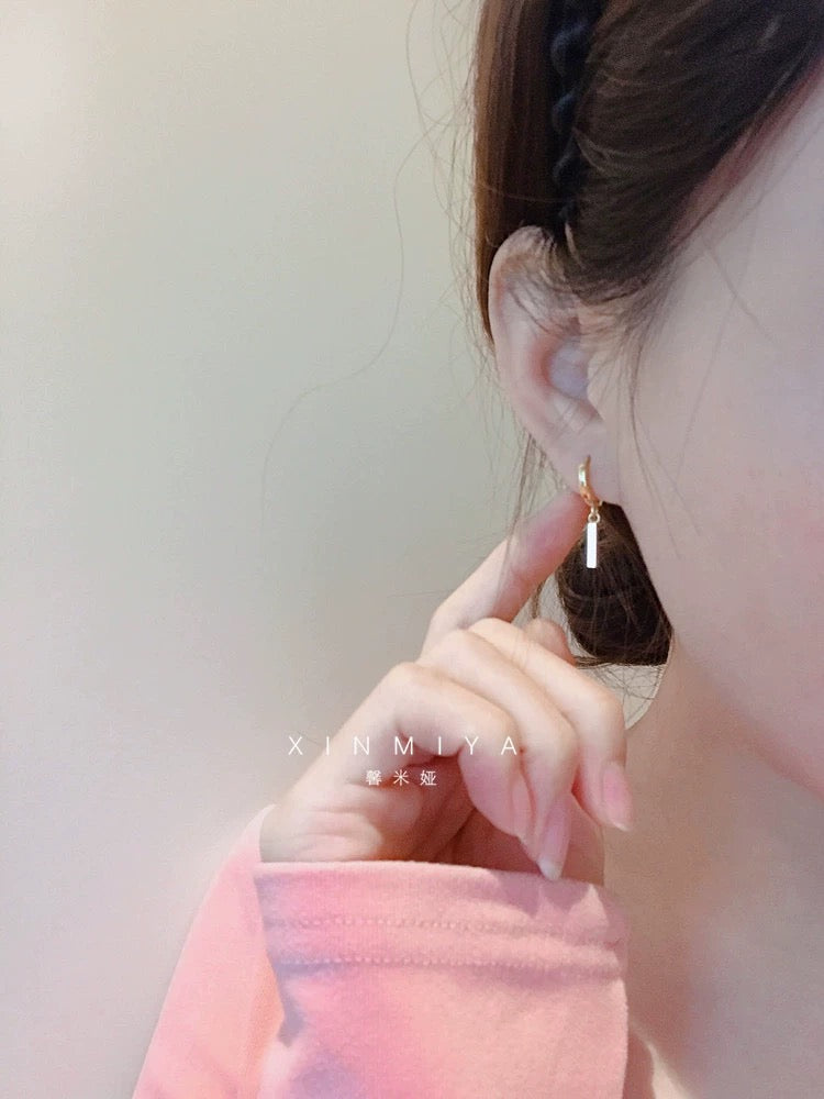 Gold Plated Rectangle Dangle Earrings