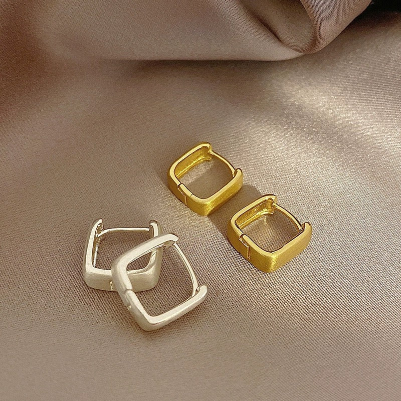 Matte Gold Square Hoop Earrings