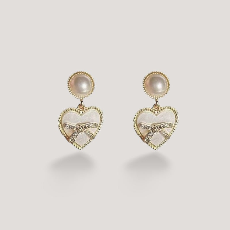 Venetian Pearl Heart Charm Earrings