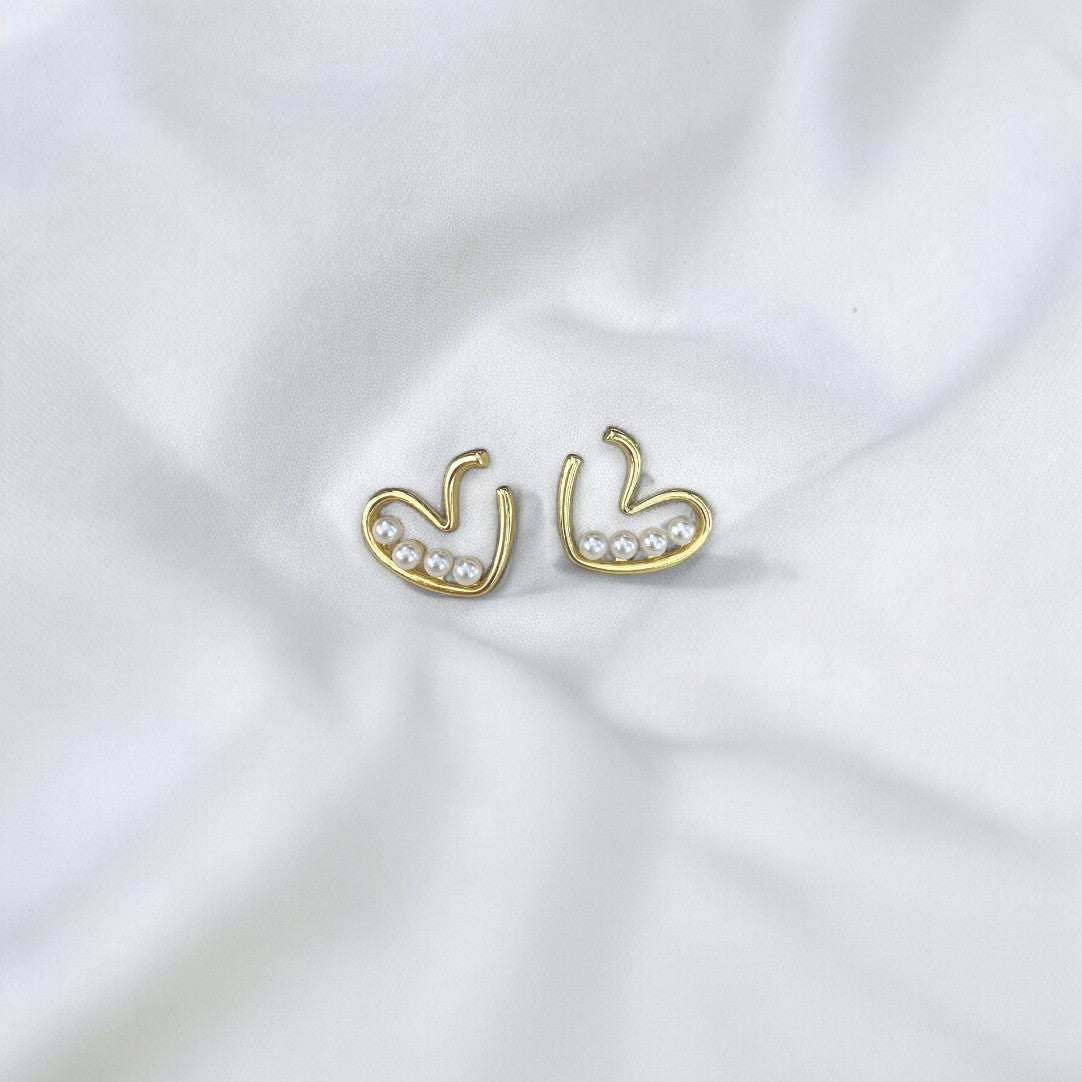 Venetian Pearl Heart Hoop Earrings