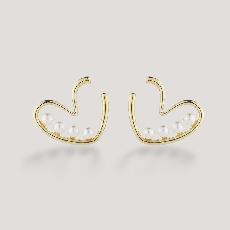 Venetian Pearl Heart Hoop Earrings