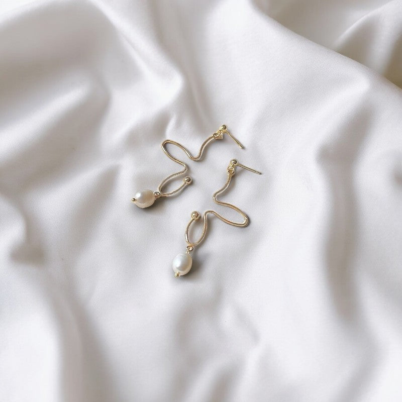 Venetian Pearl Half Flower Earrings