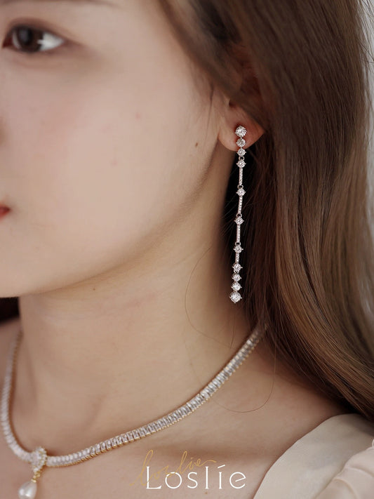 Crystal Long Drop Earrings