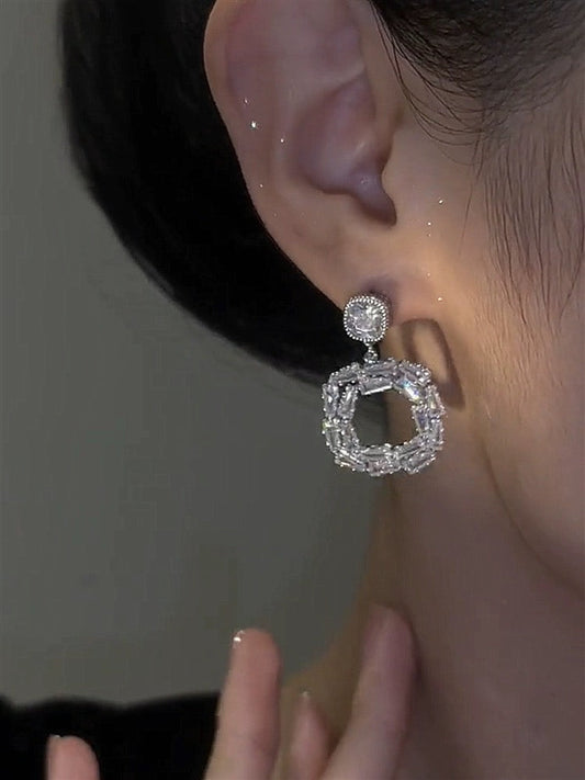 Crystal Square Drop Earrings