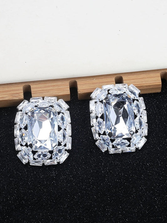 Crystal Square Stub Earrings