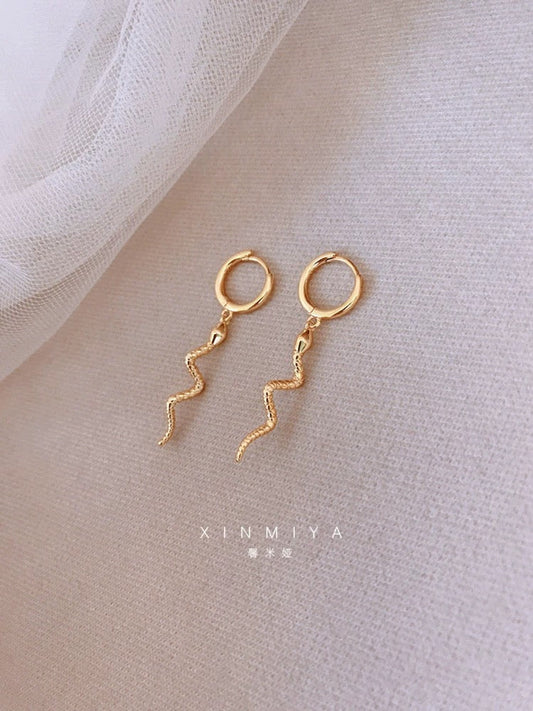 Silver Gold Serpent Earrings