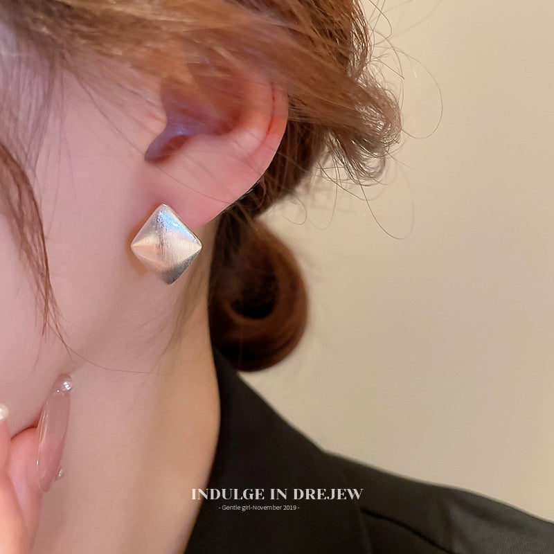 Silver Rhombus Shape Earrings