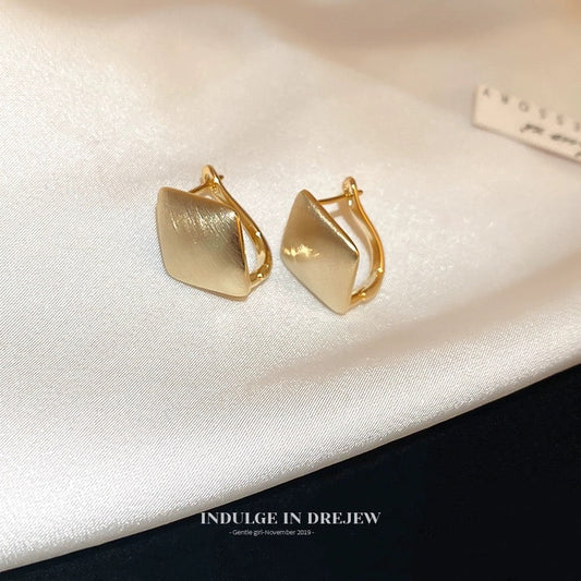 Silver Gold Rhombus Shape Earrings