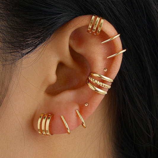 Sliver Gold Buckle Ear Cuffs Set