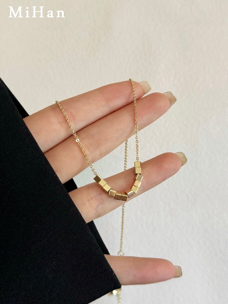 Gold Plated Stone And Strand Necklace