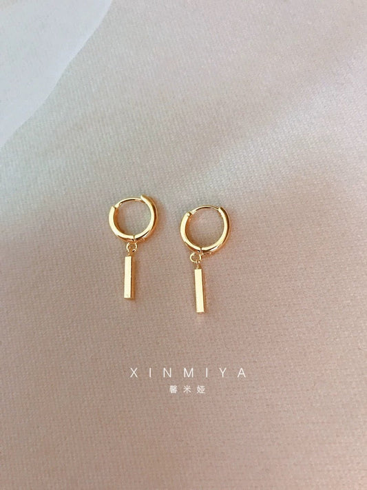 Gold Plated Rectangle Dangle Earrings