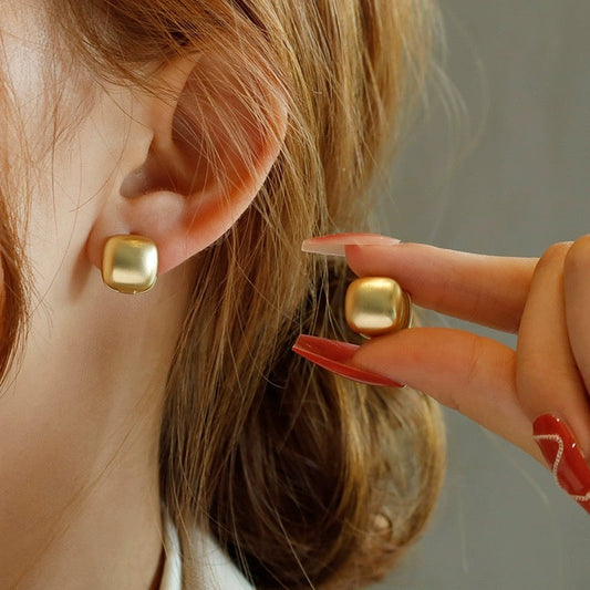 Matte Gold Square Earrings