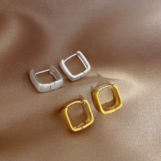Matte Gold Square Hoop Earrings