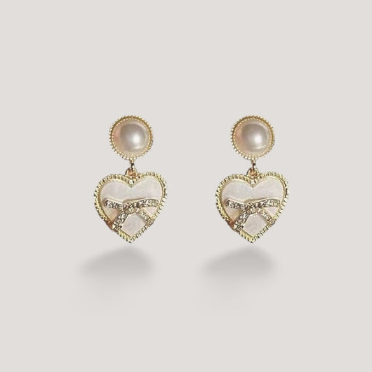 Venetian Pearl Heart Charm Earrings