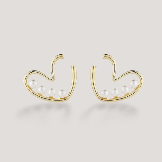 Venetian Pearl Heart Hoop Earrings