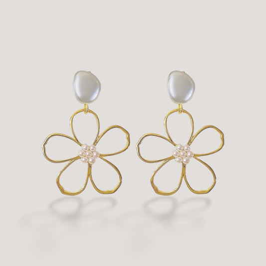 Venetian Pearl Flower Drop Earrings